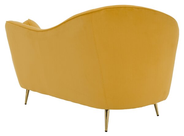 KONDELA Canapea cu 2 locuri de design, ţesătură Velvet galbenă/gold crom auriu, EZIO TYP 2