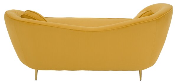 KONDELA Canapea cu 2 locuri de design, ţesătură Velvet galbenă/gold crom auriu, EZIO TYP 2