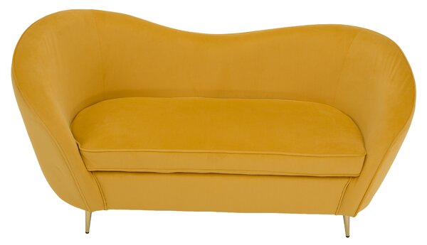 KONDELA Canapea cu 2 locuri de design, ţesătură Velvet galbenă/gold crom auriu, EZIO TYP 2