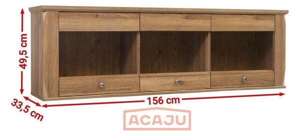 Vitrina BERGEB SFW3W, stejar, PAL/sticla securizata, 156x34x50 cm