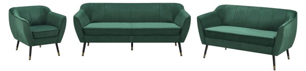 KONDELA Fotoliu de design, ţesătură Velvet verde/negru/aurie, VIODA