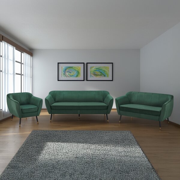 KONDELA Fotoliu de design, ţesătură Velvet verde/negru/aurie, VIODA