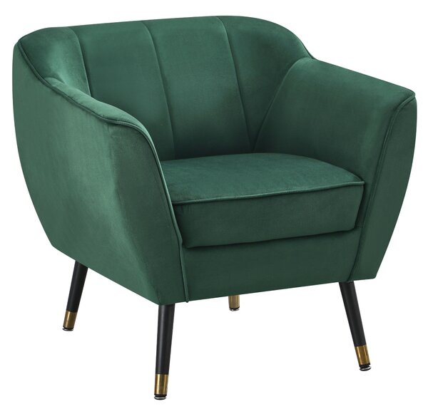KONDELA Fotoliu de design, ţesătură Velvet verde/negru/aurie, VIODA
