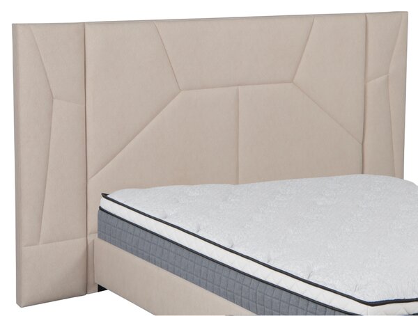 KONDELA Pat cu somieră şi iluminare LED, 160x200, ţesătură Velvet bej, ALTESA