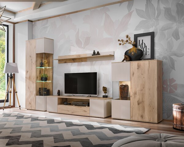 Mobilier living Catalis (stejar Viking + cașmir) (cu iluminat). 1119984