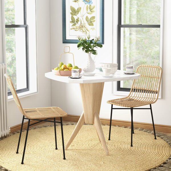 HOMCOM Set 2 Scaune pentru Bucătărie și Living Stil Boho, Scaune Moderne din PE Ratan și Oțel, 45x57x83 cm, Galben | Aosom Romania