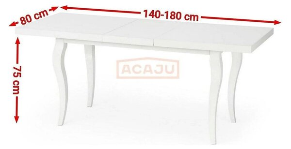 Masa extensibila MOZART, alb, 140/180x80x75 cm