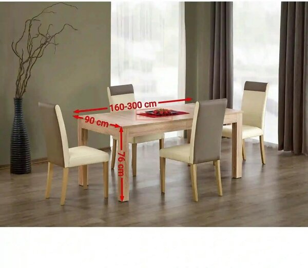 Masa extensibila SEWERYN, stejar, PAL, 160/300x90x76 cm