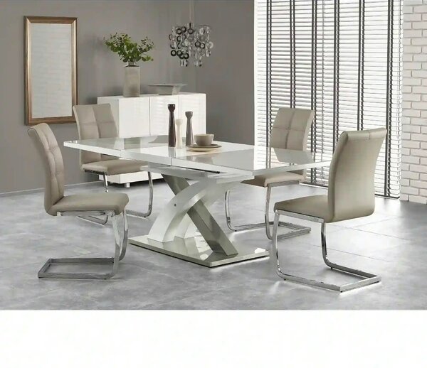 Masa extensibila SANDOR 2, alb/crom, 160/220x90x78 cm