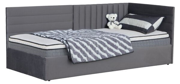 KONDELA Pat cu somieră, 90x200, ţesătură gri Velvet, MEVIA