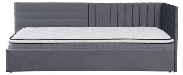 KONDELA Pat cu somieră, 90x200, ţesătură gri Velvet, MEVIA