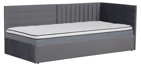 KONDELA Pat cu somieră, 90x200, ţesătură gri Velvet, MEVIA