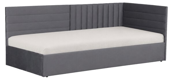 KONDELA Pat cu somieră, 90x200, ţesătură gri Velvet, MEVIA