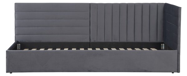 KONDELA Pat cu somieră, 90x200, ţesătură gri Velvet, MEVIA