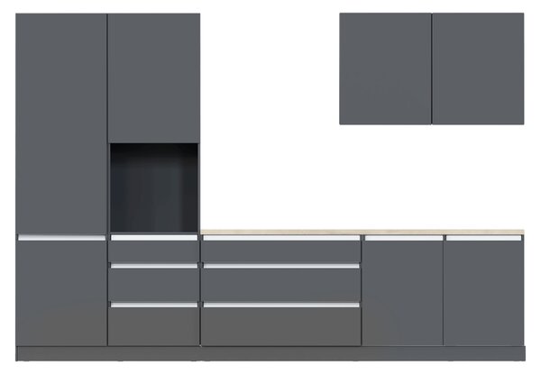 KONDELA Mobilier de bucătărie, 3,3 m, antracit mat/antracit, ASTI 330
