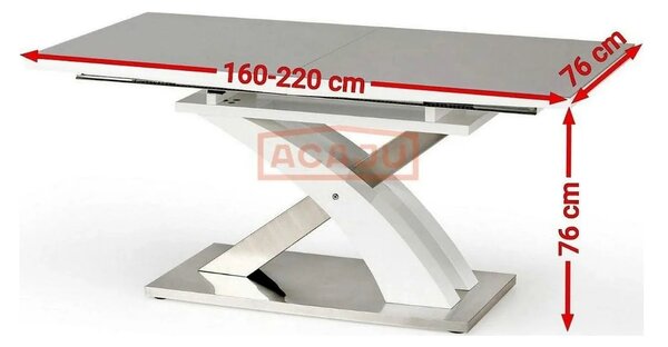 Masa extensibila SANDOR 2, alb/crom, 160/220x90x78 cm