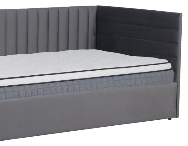 KONDELA Pat cu somieră, 90x200, ţesătură gri Velvet, MEVIA