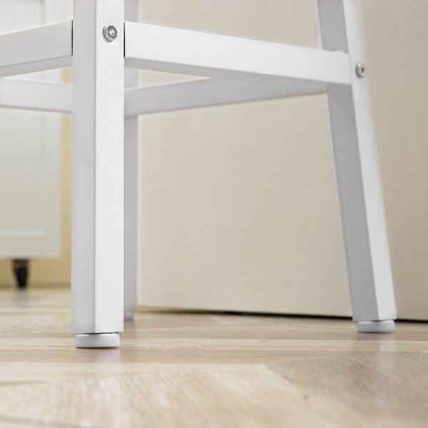 Set 2 scaune de bar HOMCOM, de bucatarie cu suport pentru picioare, alb natural | Aosom Romania