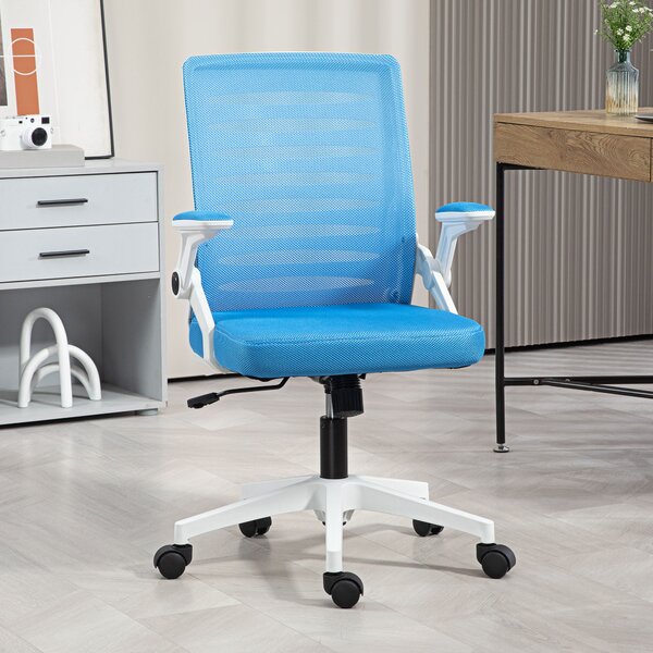 Vinsetto Scaun Ergonomic Reglabil pe Înălțime cu Cotiere de Ridicare, Scaun de Birou Pivotant din Poliester, 54x54x89-99 cm, Albastru | Aosom Romania