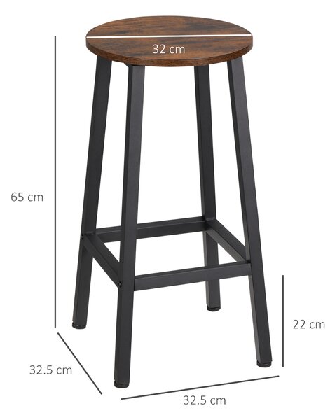 Set 2 scaune de bar HOMCOM, suport pentru picioare, maro rustic | Aosom Romania