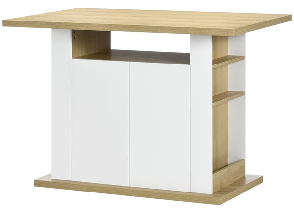 HOMCOM Insulă de Bucătărie pentru 4-6 Persoane, Bufet de Bucătărie cu Dulapuri cu 2 Uși și Rafturi Deschise, 110x70x75.5 cm, Alb