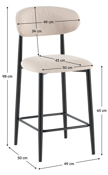 KONDELA Scaun de bar, ţesătură bej/negru, ZAJDA TYP 2