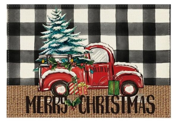 Napron de masa de Craciun MERRY CHRISTMAS 30x45 cm, alb