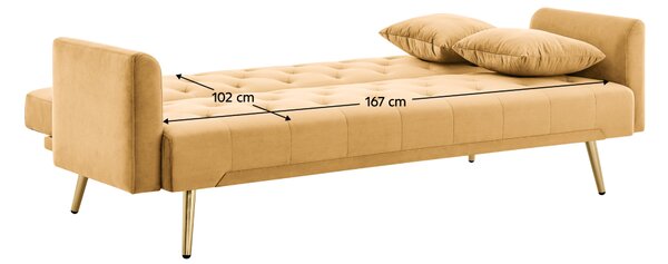 KONDELA Canapea extensibilă, muştar/gold crom-auriu, ALISIA