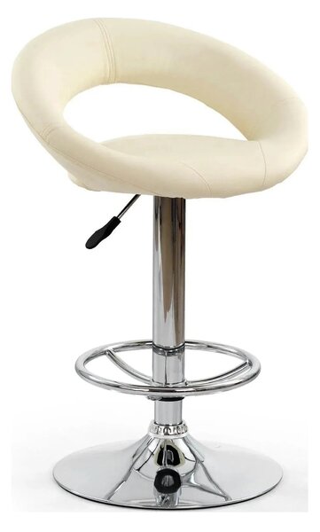 Scaun bar H15, crem/crom, piele ecologica/metal, 54x46x80/102 cm