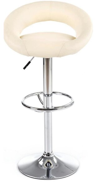 Scaun bar H15, crem/crom, piele ecologica/metal, 54x46x80/102 cm