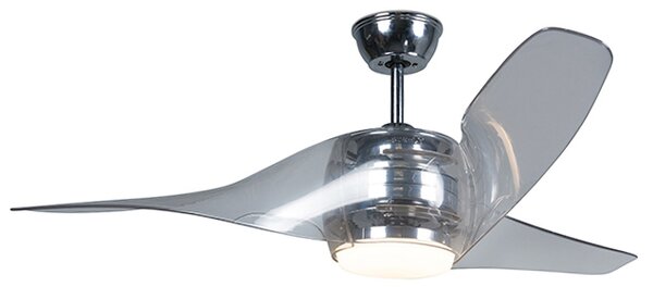 Ventilator de tavan cromat cu LED cu telecomandă - Sirocco 50