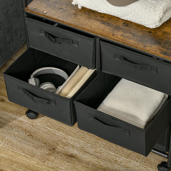 HOMCOM Cuier Stil Industrial cu 6 Sertare din Țesătură și Organizator Deschis, 63,5x40x172,5cm, Maro Rustic | Aosom Romania