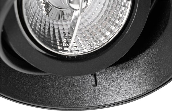 Set de 6 spoturi încastrate moderne negre GU10 AR70 rotunde fără ramă - Oneon