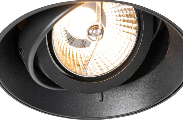 Set de 6 spoturi încastrate moderne negre GU10 AR70 rotunde fără ramă - Oneon