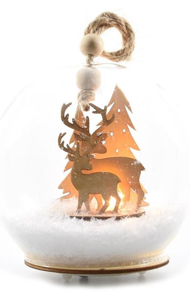 Ornament din sticlă cu decor „pădure” și zăpadă artificială RXL 364. 1135213