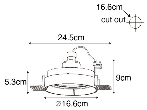 Spot modern îngropat alb GU10 AR111 rotund fără rama - Oneon Honey