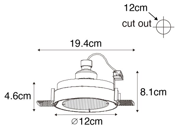 Spotlight modern îngropat negru GU10 AR70 rotund fără cadru - Oneon Honey