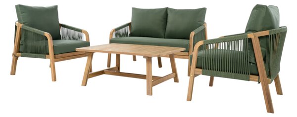 KONDELA Set de grădină, lemn de salcâm, verde/natural, NADIM