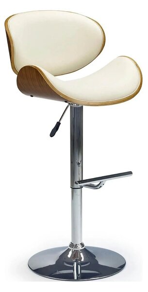Scaun bar H44, crem/nuc/crom, piele ecologica/placaj indoit/otel, 53x4