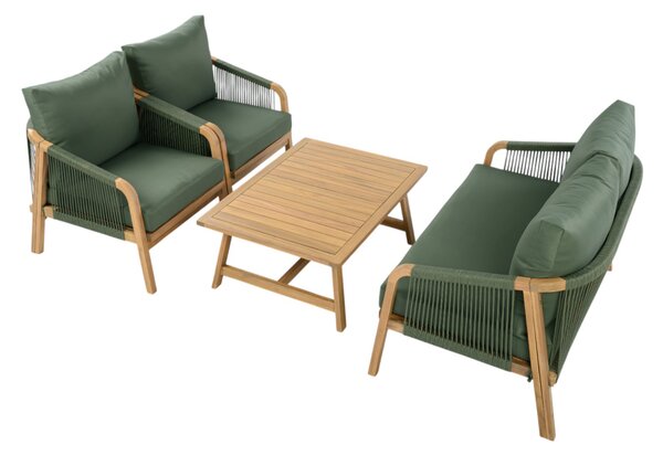 KONDELA Set de grădină, lemn de salcâm, verde/natural, NADIM
