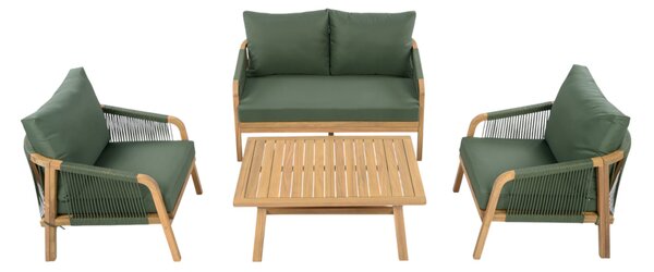 KONDELA Set de grădină, lemn de salcâm, verde/natural, NADIM