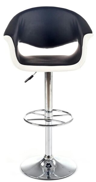 Scaun bar H46, negru/alb/crom, piele ecologica/otel, 60x46x93/115 cm