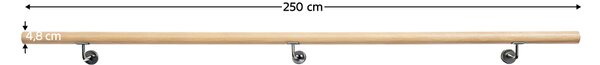 KONDELA Bară/balustradă, lemn masiv, natural, 250 cm, MANEL TYP 4