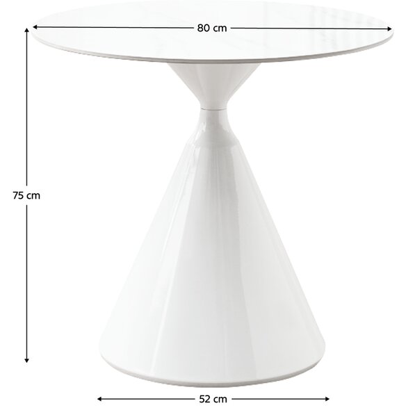 KONDELA Masă de sufragerie, marmură deschisă/albă, diametru 80 cm, VALER