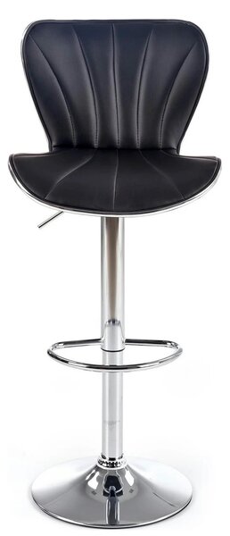 Scaun bar H69, negru/crom, piele ecologica/otel, 48x55x91/111 cm