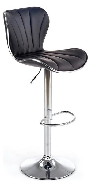 Scaun bar H69, negru/crom, piele ecologica/otel, 48x55x91/111 cm