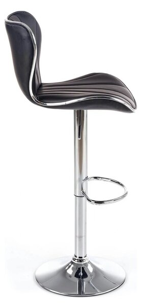Scaun bar H69, negru/crom, piele ecologica/otel, 48x55x91/111 cm