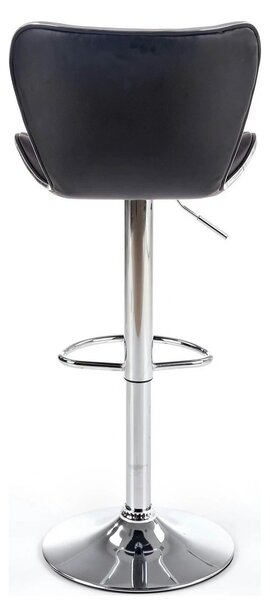 Scaun bar H69, negru/crom, piele ecologica/otel, 48x55x91/111 cm