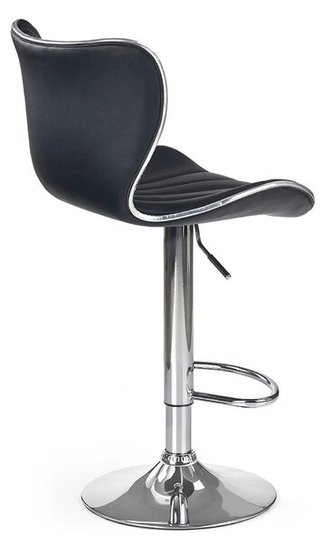 Scaun bar H69, negru/crom, piele ecologica/otel, 48x55x91/111 cm