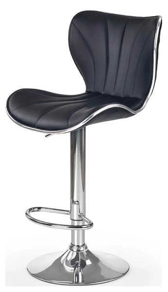 Scaun bar H69, negru/crom, piele ecologica/otel, 48x55x91/111 cm